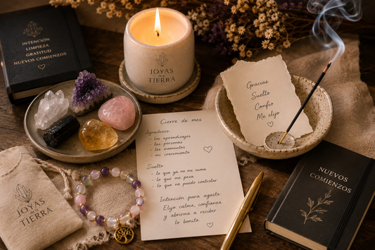 Ritual de cierre de mes: minerales, intención y limpieza energética para empezar agosto ligera