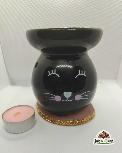 🌙 Quemador de Esencias “Gatito” – Dulzura, Calma y Energía Hogareña