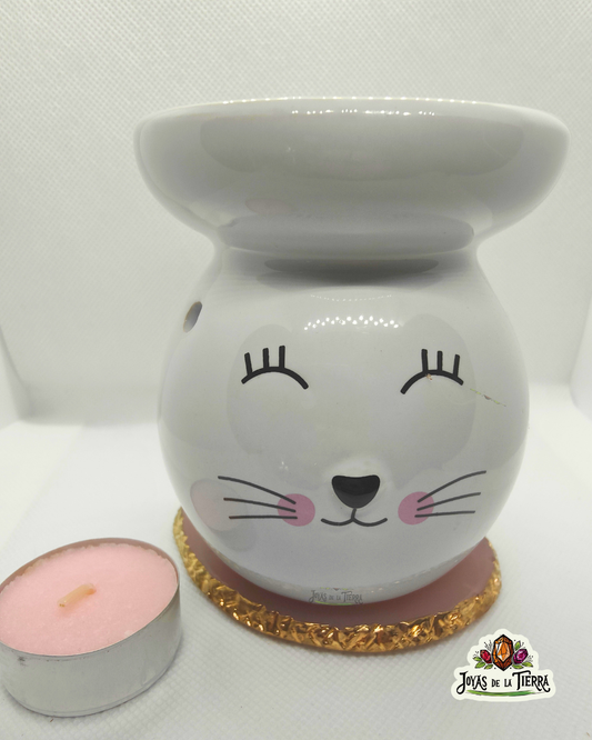 🌙 Quemador de Esencias “Gatito” – Dulzura, Calma y Energía Hogareña