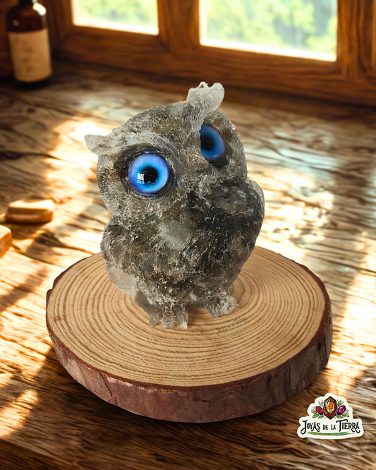 ✨ Búho de Orgonita & Mineral – Sabiduría, Protección y Buena Suerte