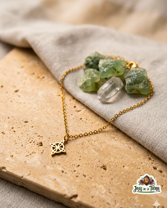 Pulsera dorada de acero inoxidable con nudo de bruja pequeño