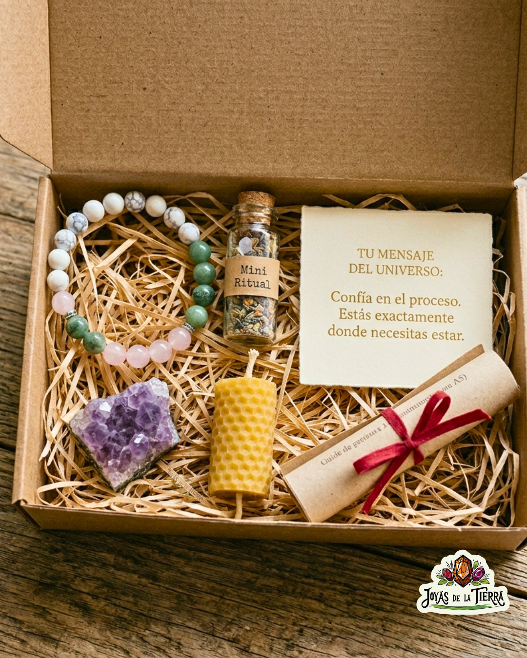 Caja Intuitiva Ritual Esencial personalizada con minerales y elementos rituales