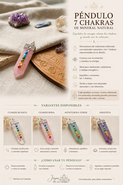 Péndulo 7 Chakras de Mineral Natural