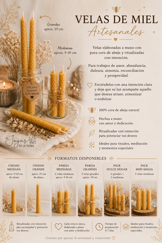 Velas de Miel Artesanales | Velas Naturales Energéticas Hechas a Mano