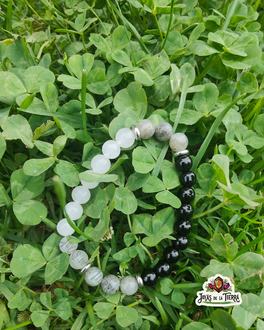 ✨🛡️Pulsera de Turmalina Negra, Selenita y Labradorita